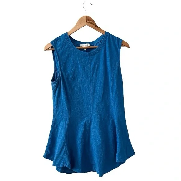 Anthropologie Eri + Ali Evie Pure Cotton Sleevless Peplum Flowing Blouse - Picture 1 of 5